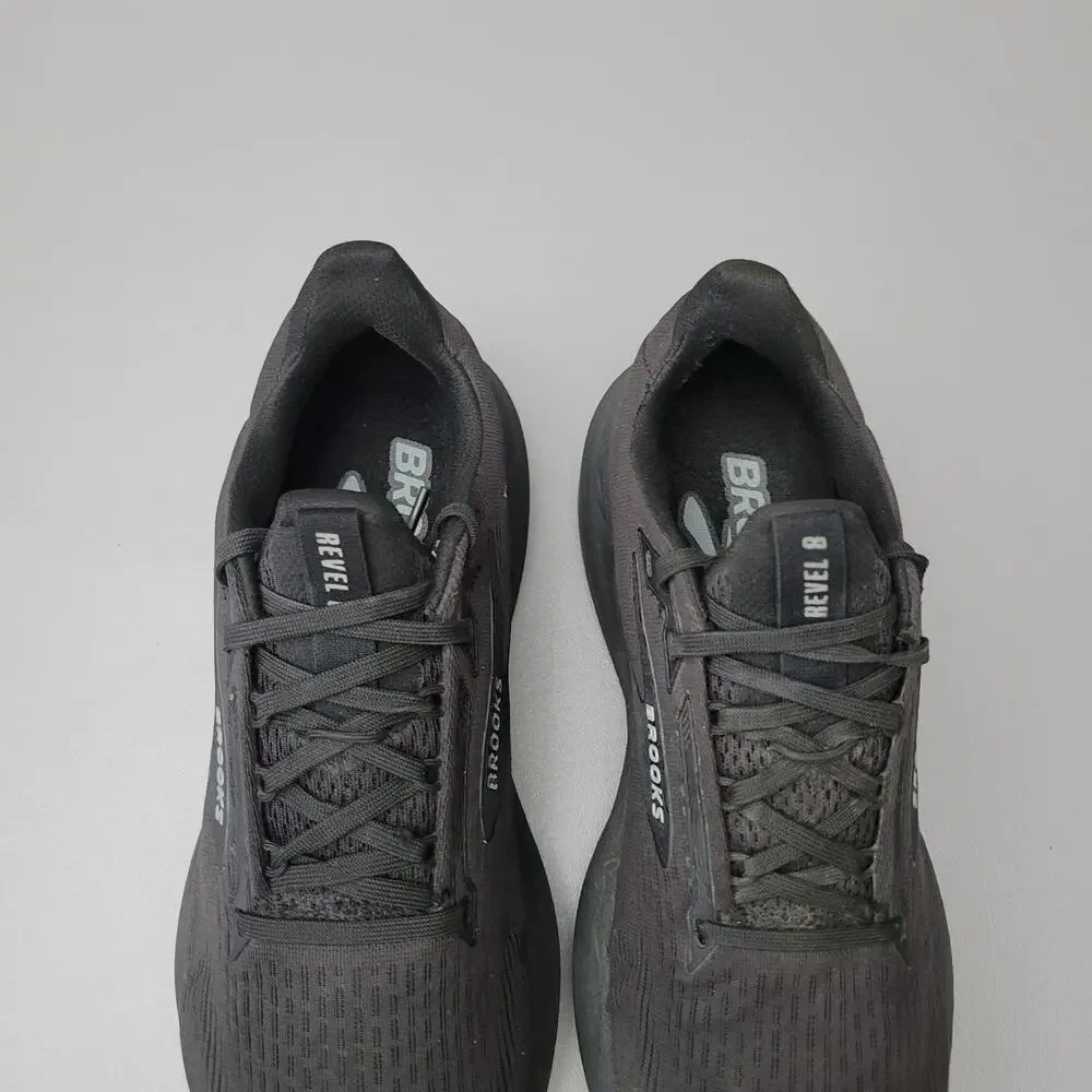 Brooks Womens Revel 8 Running Sneaker Shoes Triple Black Rubber Gum Bottom 8.5